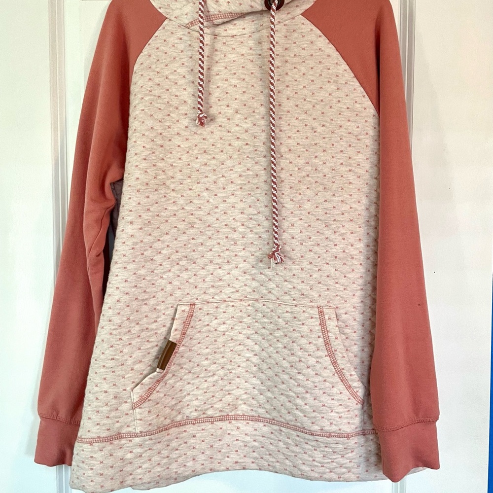 Maurices Cream and Pink Raglan Oversized Hoodie